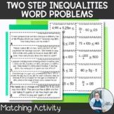 Two Step Inequalities Word Problems Match Up TEKS 7.10 7.11