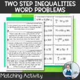 Two Step Inequalities Word Problems Match Up TEKS 7.10 7.1