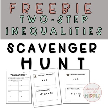 Preview of Free Two- Step Inequality Activity: Scavenger Hunt