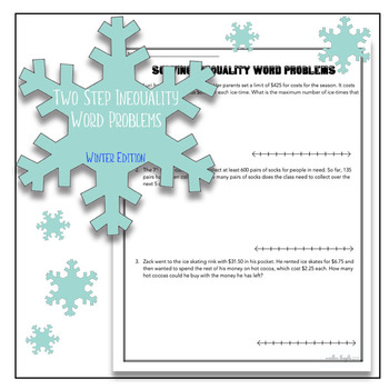Preview of Two-Step Inequality Word Problems - Winter Edition