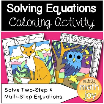 Preview of Solve Two-Step & Multi-Step Equations Coloring Activity