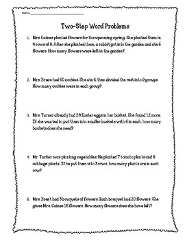 Preview of Two Step Word Problem {All Four Operations}