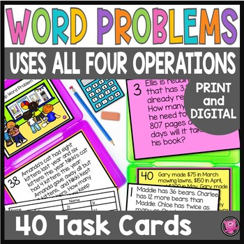 Preview of Two Step Word Problem Using All Four Basic Operations Math Tasks - Word Problems