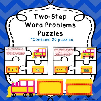Preview of Two Step Word Problems Addition and Subtraction Game Puzzles 3rd Grade 3.OA.8