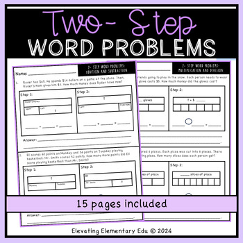 Preview of Two- Step Word Problems Activities