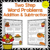 Two Step Word Problems Addition & Subtraction Worksheets: Fall Math