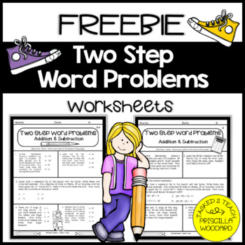 Preview of Two Step Word Problems Addition and Subtraction Worksheets | FREEBIE