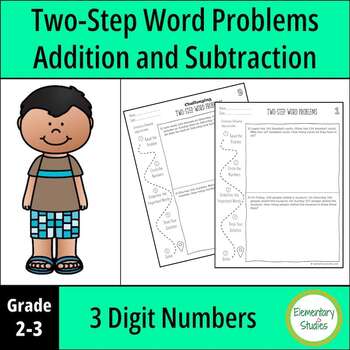 Preview of Two-Step Addition and Subtraction Word Problems with 3-Digits (3rd Grade)