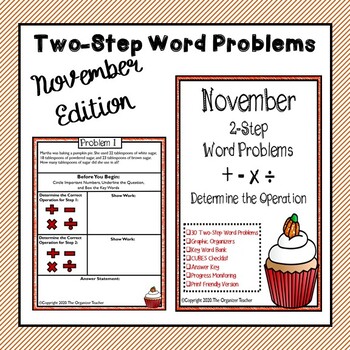 Preview of Two-Step Word Problems All Operations (November Edition)