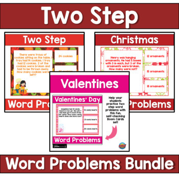 Preview of Two Step Word Problems BOOM | 3rd Grade Two Step Equations | Solving Two Step