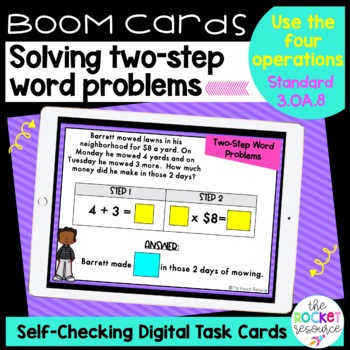 Preview of Two Step Word Problems BOOM™ Cards 3.OA.8