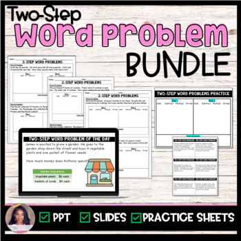 Preview of Two-Step Word Problems Bundle- Slides and Worksheets