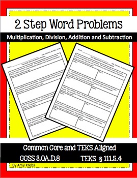 Preview of Two Step Word Problems  - CCSS 3.OA.D.8