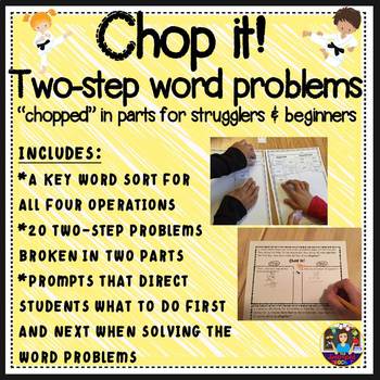 Preview of Two Step Word Problems Chopped in 2 Parts - Extra Support for Strugglers