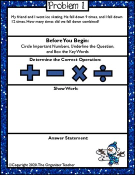 Preview of One-Step and Two-Step Word Problems January Bundle Free Sample