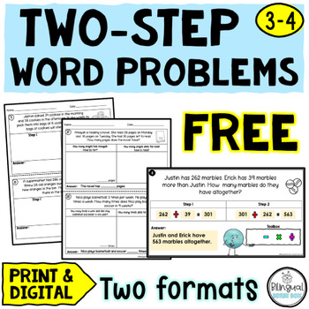 Preview of Two-Step Word Problems Multiplication, Addition, Subtraction and Division - Free