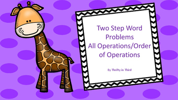 Preview of Two Step Word Problems/Order of Operations