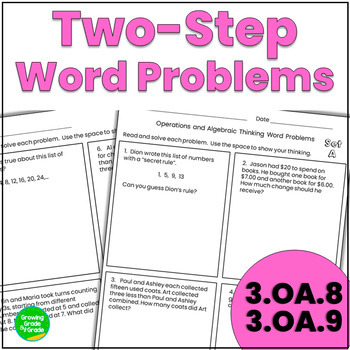 Preview of Two Step Word Problems Worksheets 3.OA