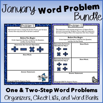 Preview of Two-Step and Single Step Word Problems BUNDLE (January Edition)