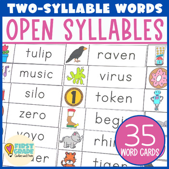 Preview of Two Syllable Words Open Syllables Word Cards VCV Multisyllabic