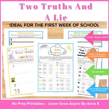 PDF printables of 2 truths and a lie game. 