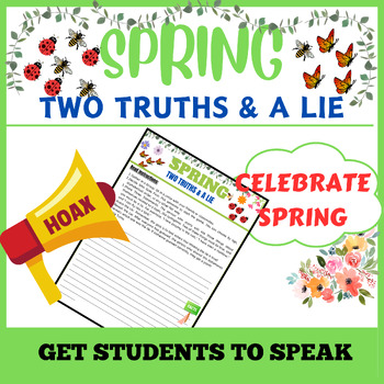 Preview of Two Truths and A lie Worksheet - No Prep Sub Plans /Spring Activities