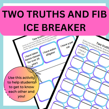 Preview of Two Truths and Fib: Ice Breaker Beginning of the Year Activity
