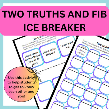 Two Truths and Fib: Ice Breaker Beginning of the Year Activity | TPT