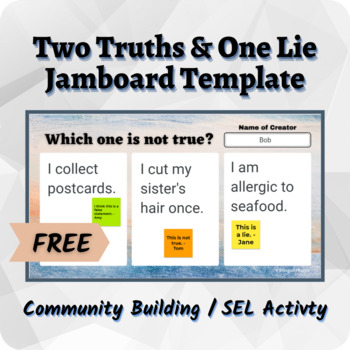 Preview of Two Truths and a Lie FREE Jamboard Template | Community Building Back to School