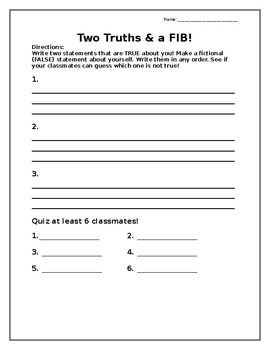printable two truths and a lie worksheet handsome catfish