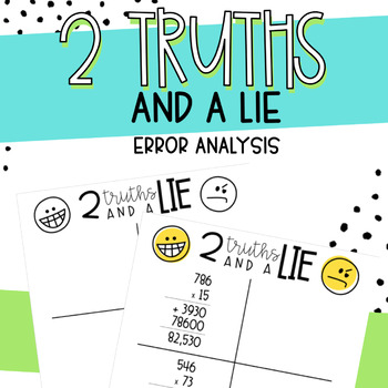 Preview of Two Truths and a Lie - Find the Mistake - Error Analysis - Editable Template