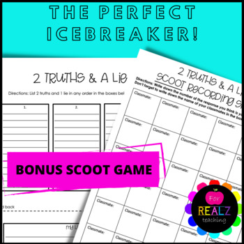 Two Truths and a Lie Ice Breaker Game - Back to School by ForRealzTeaching