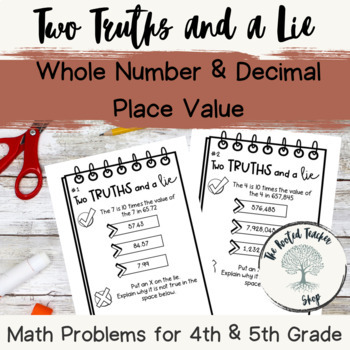 Preview of Two Truths and a Lie Math Problems