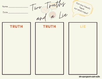 Preview of Two Truths and a Lie Template