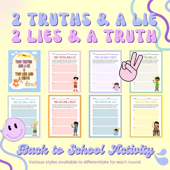 Preview of Two Truths and a Lie | Two Lies and a Truth | Back to School Activity
