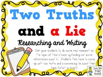 Preview of Two Truths and a Lie - Writing Descriptive Paragraphs and Summaries