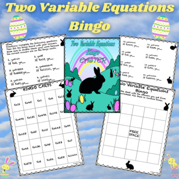 Preview of Linear Equations with Two Variables Bingo | Easter | 6th & 7th Grade Math
