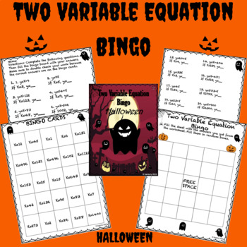 Preview of Linear Equations with Two Variables | Bingo | Halloween | 6th and 7th Grade Math