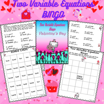 Preview of Linear Equations with Two Variables | Bingo | Valentine's Day | 6th & 7th Math