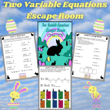 Preview of Linear Equations with Two Variables Escape Room | Easter | 6, 7, 8 Grade Math