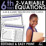 Two-Variable Equations - Linear Equations Cards | TEKS 6.4