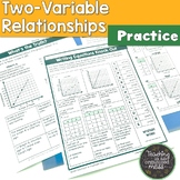 Two Variable Relationships Practice Pages Equations, Table