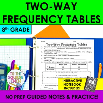 Preview of Two Way Frequency Table Notes & Practice | Guided Notes | + Interactive Notebook