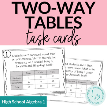 Preview of Two-Way Frequency Table Task Cards