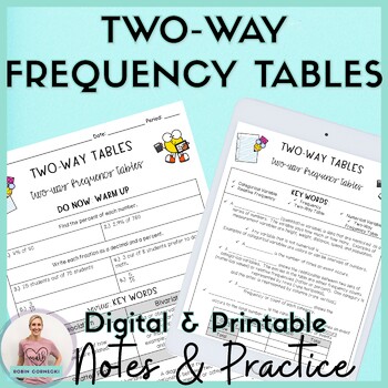 Preview of Two Way Frequency Tables Guided Notes