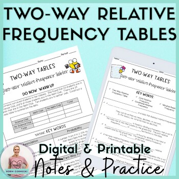 Preview of Two Way Relative Frequency Tables Guided Notes