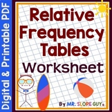 Two Way Relative Frequency Tables Worksheet