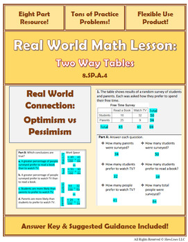 Preview of Two Way Tables: Engaging 8 Part Lesson/Practice (Flexible Use!)