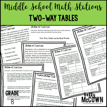 Preview of Two Way Tables Math Stations