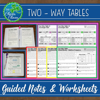 Preview of Two - Way Tables - Notes and Worksheets